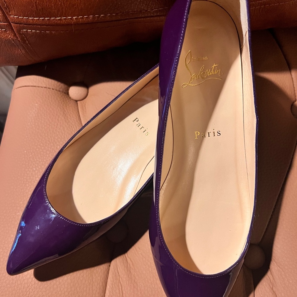 Christian Louboutin Purple Patent Leather Pointed-Toe Flats